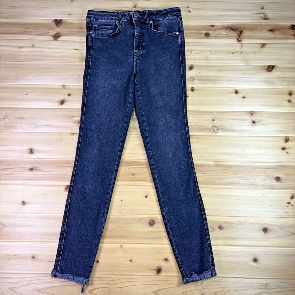 We The Free Jeans Womens 27 Black Wash Skinny Mid Rise Raw Hem Denim Jeans